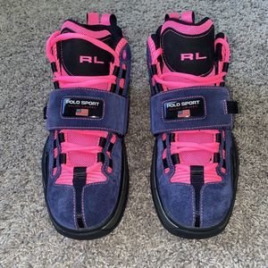 Polo Sport Ralph Lauren PS 100 SK HTL Strap Suede Mid Sneaker New Size 9.5 Neon